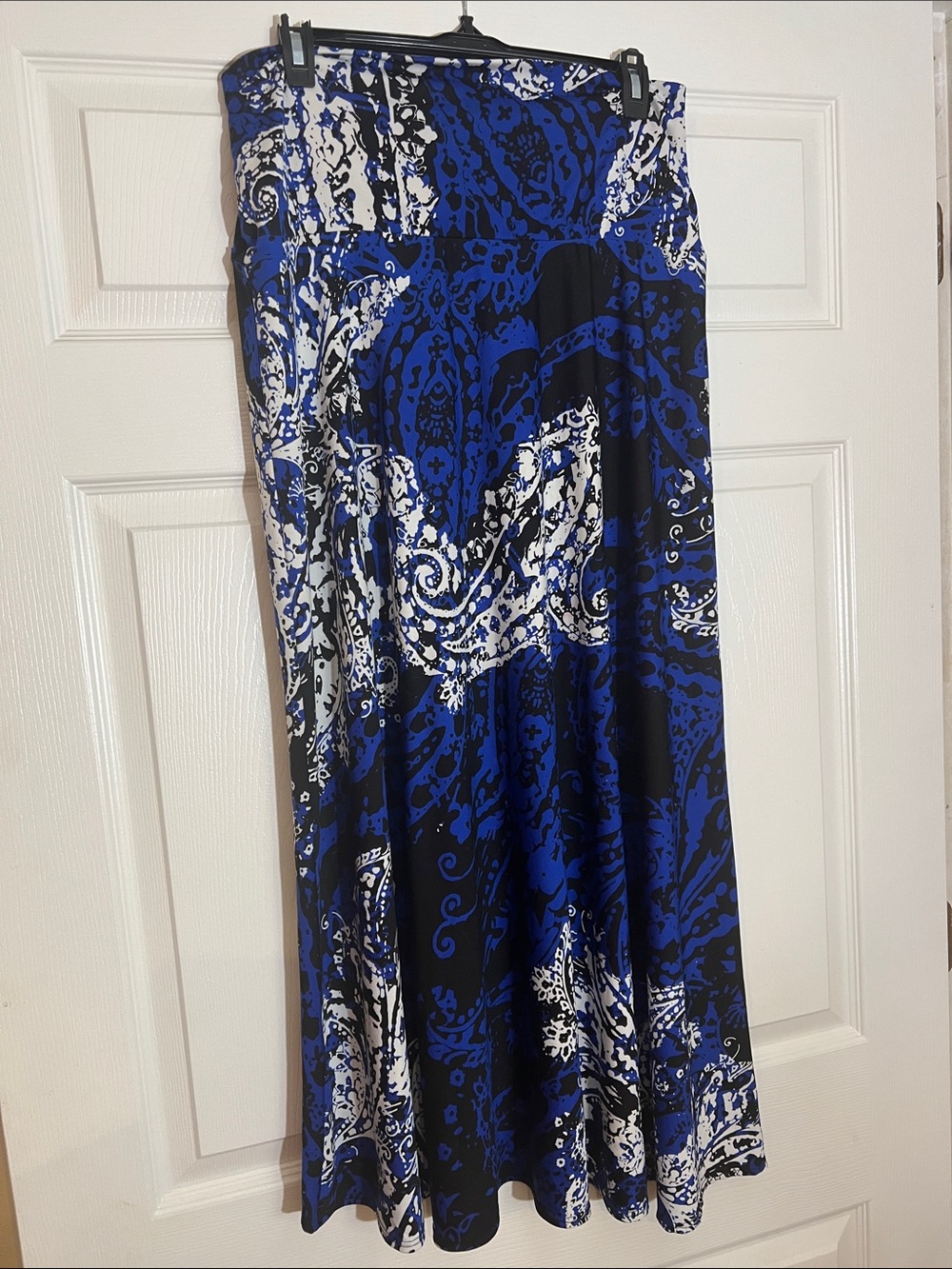 Sunny Leigh Blue and Black Paisley Maxi Skirt
